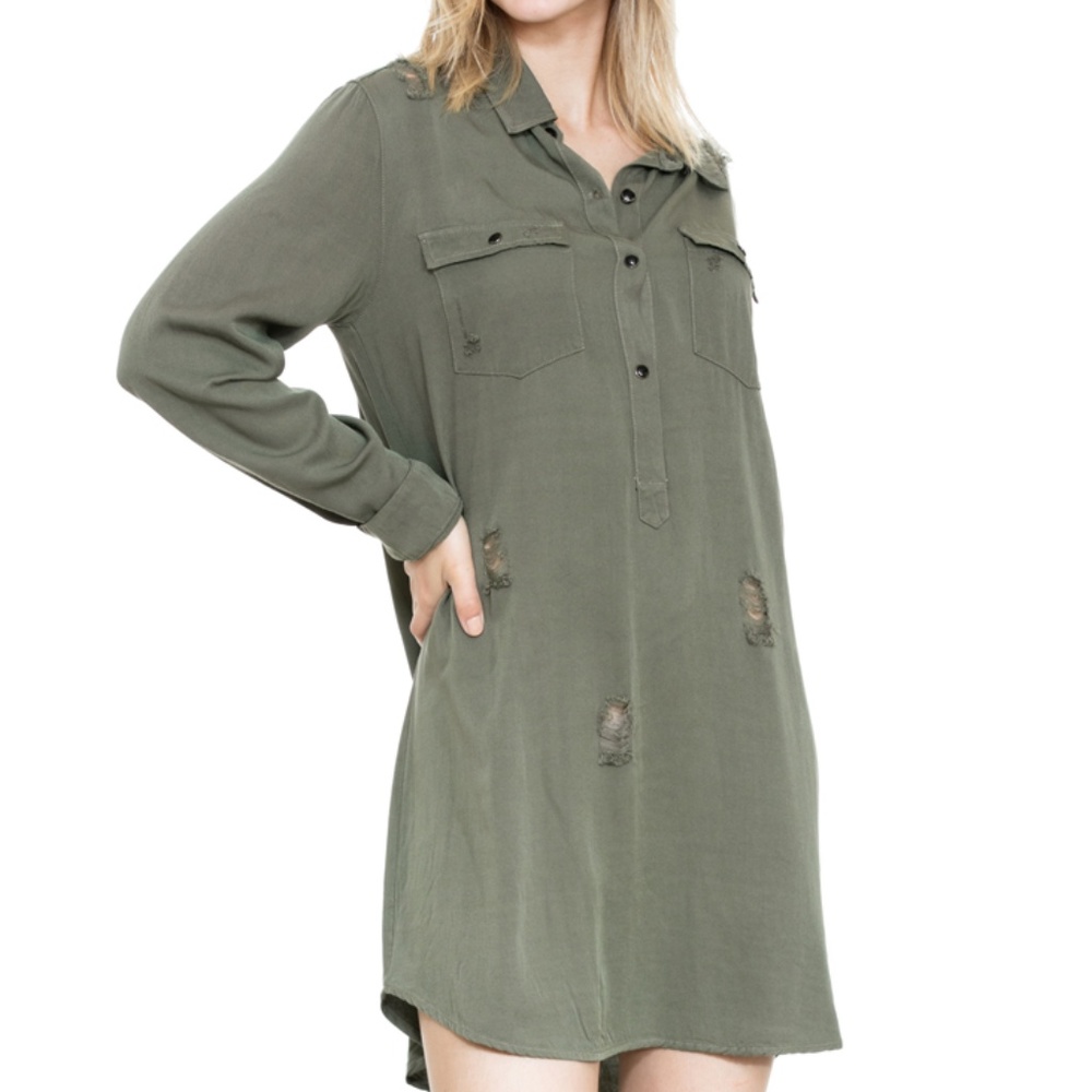 LONG SLEEVE BUTTON DOWN DRESS